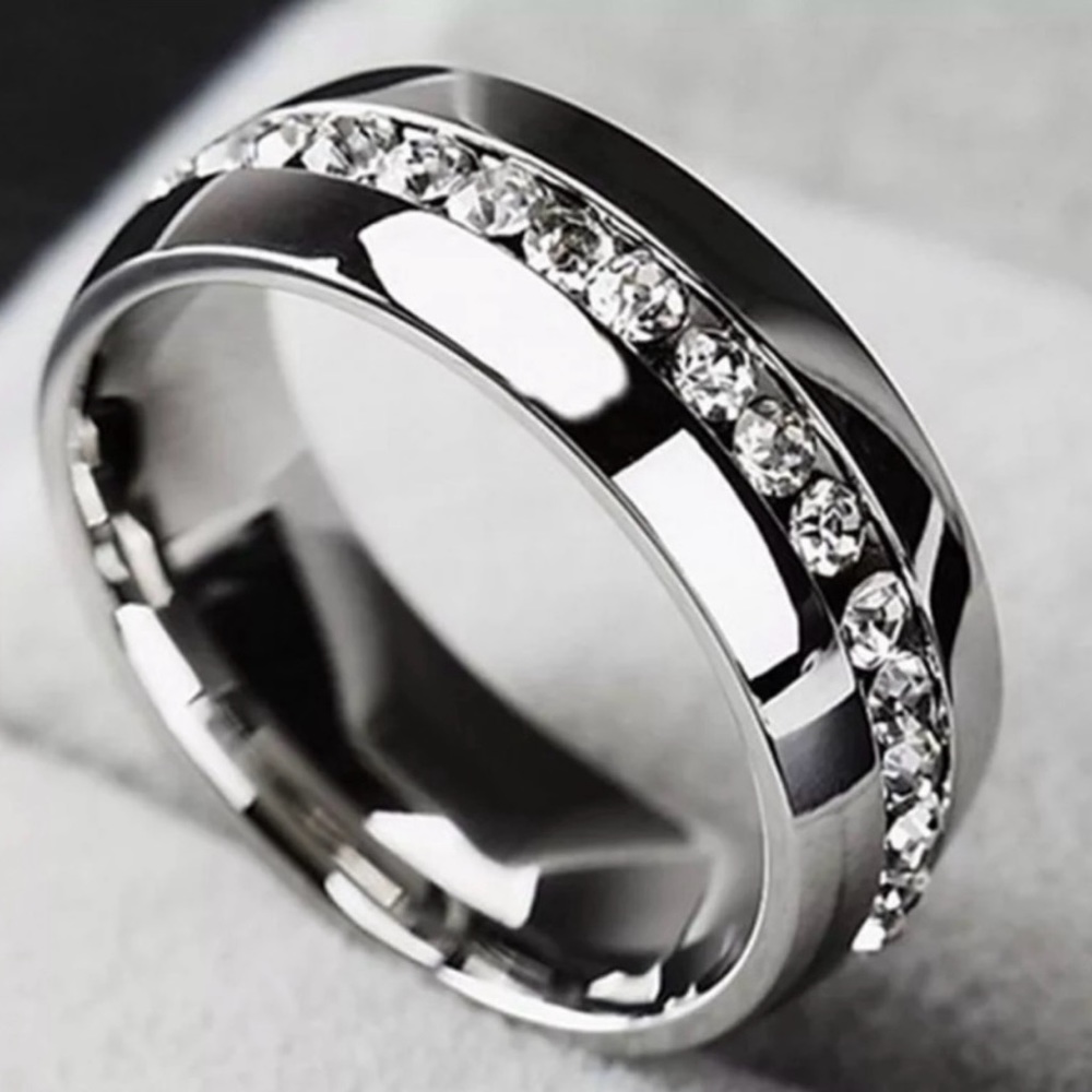 New Women's Men Diamond Stainless Steel Ring